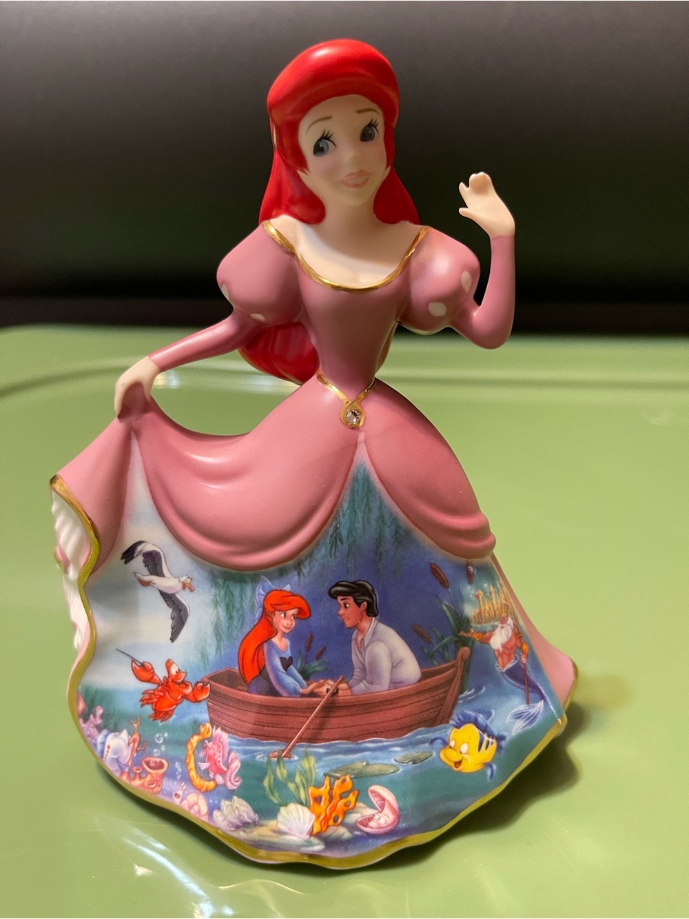 Disney Ariel Pink Dress Figurine with Storybook Skirt